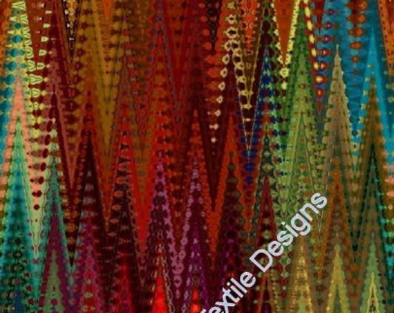 Zig Zag Waves Modern Colorful Artist Created Satin Fabric Fiber Art Designer Fashion
