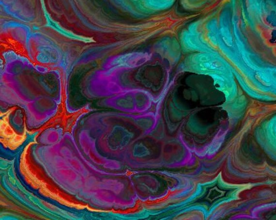 Marble Jewels Colors Fashion Textile Artist Hand Created Jersey Lycra Spandex Knit Fabric