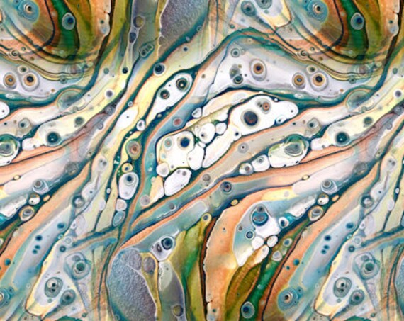 Unique Painting Abstract Handmade Artisan Textile Art Jersey Spandex Knit Fabric