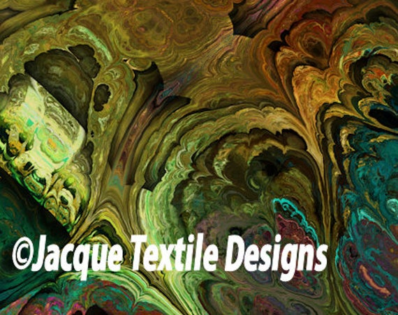 Handmade Teal Green Blue Brown Marble Velvet Upholstery Fabric Shimmer Fiber Art Fabric