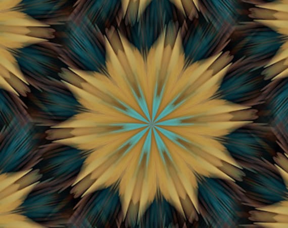 Flower Blue Kaleidoscope Artist Created Lycra Knit Fabric By The Yard Athletic Apparel Swimwear Swim Suit