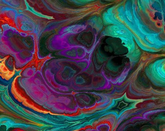Designer Vibrant Jeweltones Artist Created Lycra Knit Fabric By The Yard Athletic Apparel Swimwear Swim Suit