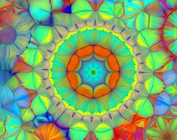 Colorful Kaleidoscope Artist Created Lycra Knit Fabric By The Yard Athletic Apparel Swimwear Swim Suit