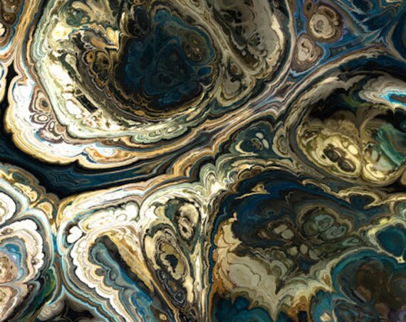 Artisan Rich Blue Agate Velvet Upholstery Fabric Fiber Art Modern Fabric