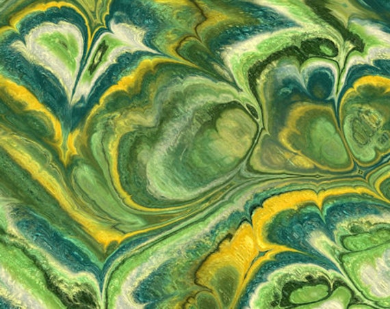Artisan Made Cotton Canvas Fabric Green Lime Blue Marble Fiber Art Fabric Upholstery Home Decor Cushion Chair