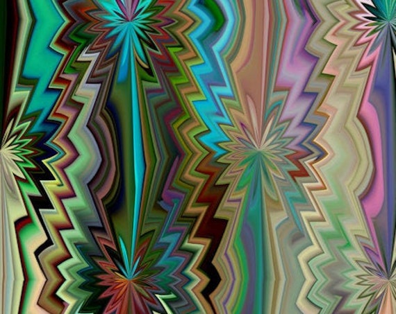 Abstract Flower Pedals Artist Created Cotton Canvas Fabric Commercial Grade Upholstery