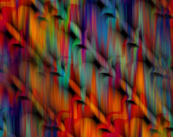 Bold Colorful UNIQUE Artist Made Abstract Crepe De Chine Kaftan Fabric Apparel Sheer Home Decor