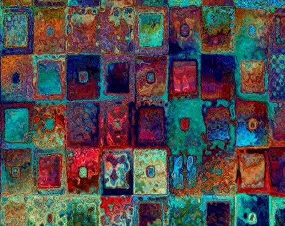 Velvet Upholstery Fabric Patchwork of Color Fall Tones Fiber Art Fiber Art