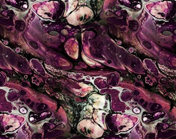 Purple Lavender Marble Handmade Artisan Textile Art Jersey Spandex Knit Fabric