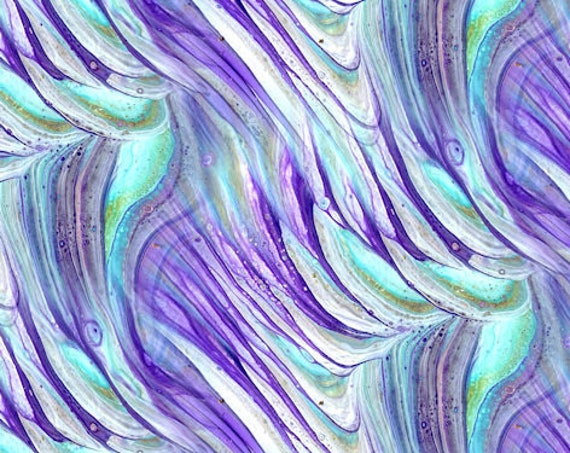 Artisan Designer Fabric Abstract Purple Turquoise Handmade Velvet Upholstery Fabric