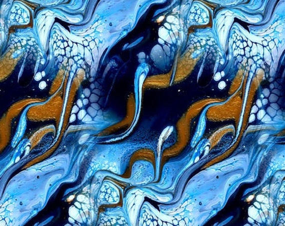 Designer Ocean Blue Jellyfish Handmade Velvet Upholstery Fabric Fiber Art Fabric