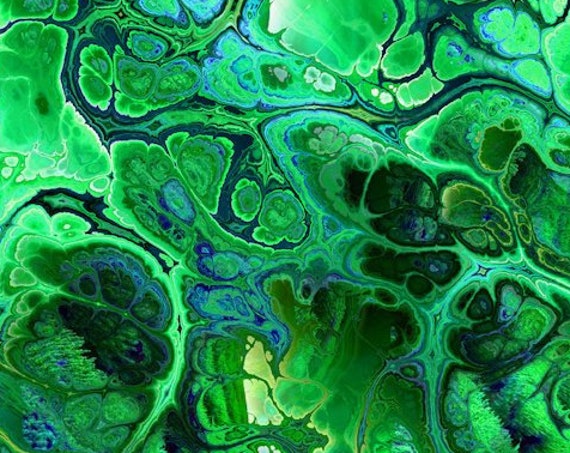 Blue Green Artisan Created Spandex Knit Fabric By The Yard Athletic Apparel Swimwear Marble