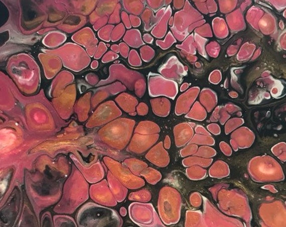 Handmade Copper Red Pink Gold Resin Epoxy Ceramic Trivet Tile Coaster Artisan Made Gift Home Decoration