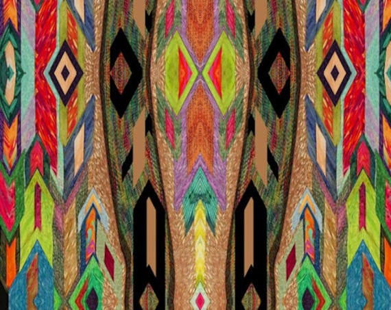 Artisan Made Fleece Fiber Art Fabric Ethnic Southwestern By The Yard Home Blanket