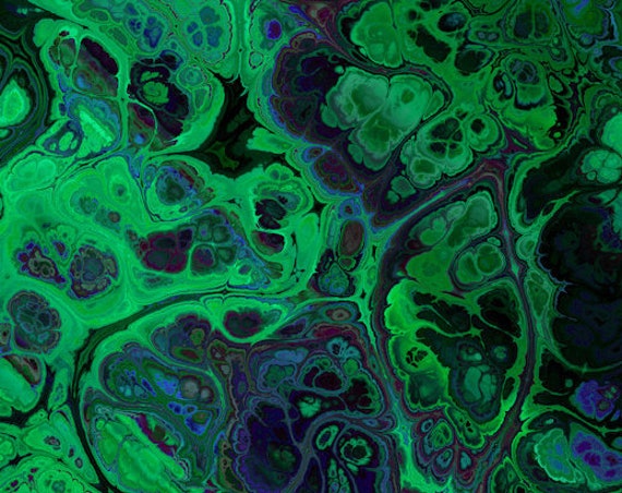Green Blue Abstract Textile Designer Artist Created Canvas By the Yard Fabric Living Decor