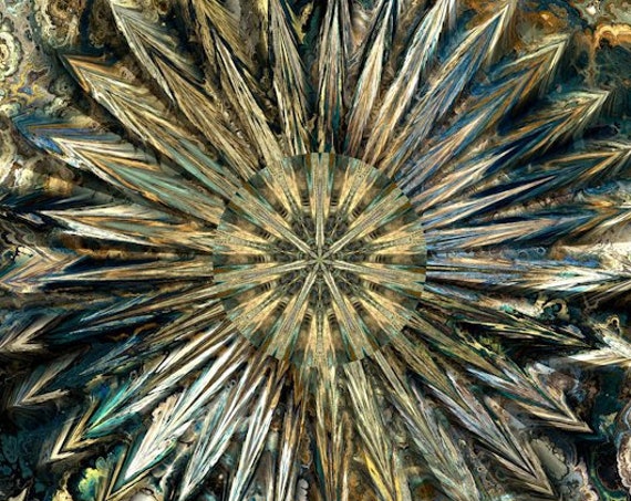 Cotton Sateen Fabric Flower Snow Flake Blue Golden Artist Handmade Textile Home Decor Drapery Pillows