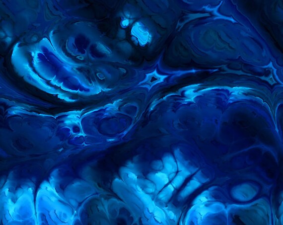 Navy Blue Clouds Artist Handmade Lightening Strikes Abstract Chiffon Caftan Fabric Apparel Sheer Home Decor