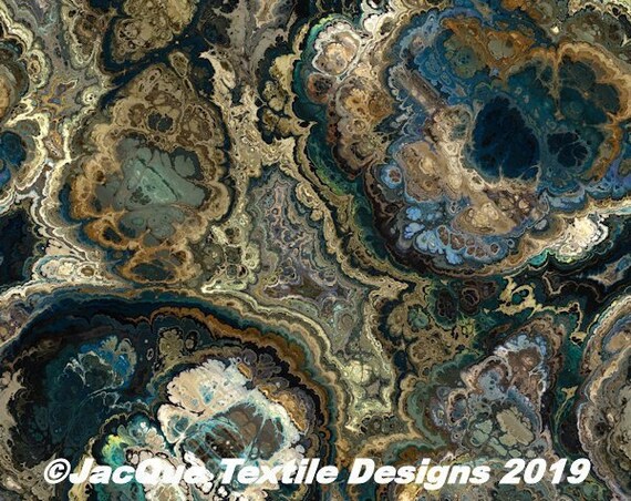 Textile Artist Made Gorgeous Marble Cotton Canvas Upholstery Fabric Home Decor Unique Marble