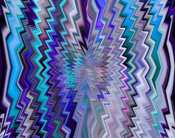 Abstract Zig Zag Chevron Artisan Handmade EXTREME COLOR Velvet Upholstery Fabric One of Kind