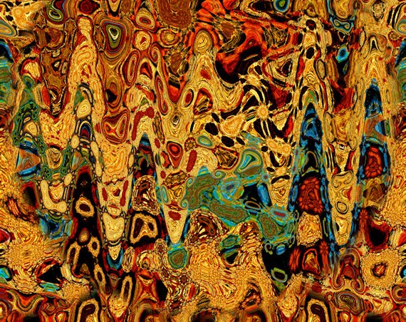 Golden Waves Abstract Artist Hand Created Artisan Crepe de Chine Fabric Fiber Art Apparel Sheer Home Decor