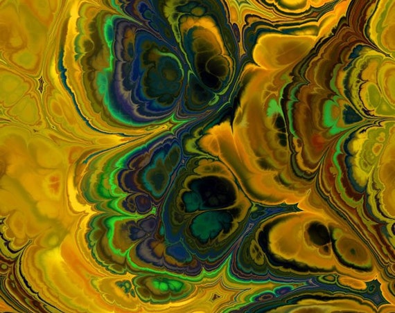 Vibrant Golden Artist Created Lycra Knit Fabric By The Yard Athletic Apparel Swimwear Swim Suit