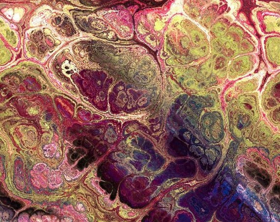 Purple Burgandy Marble Cotton Quilting Hand Created Textile Art Fabric Buy by the Yard