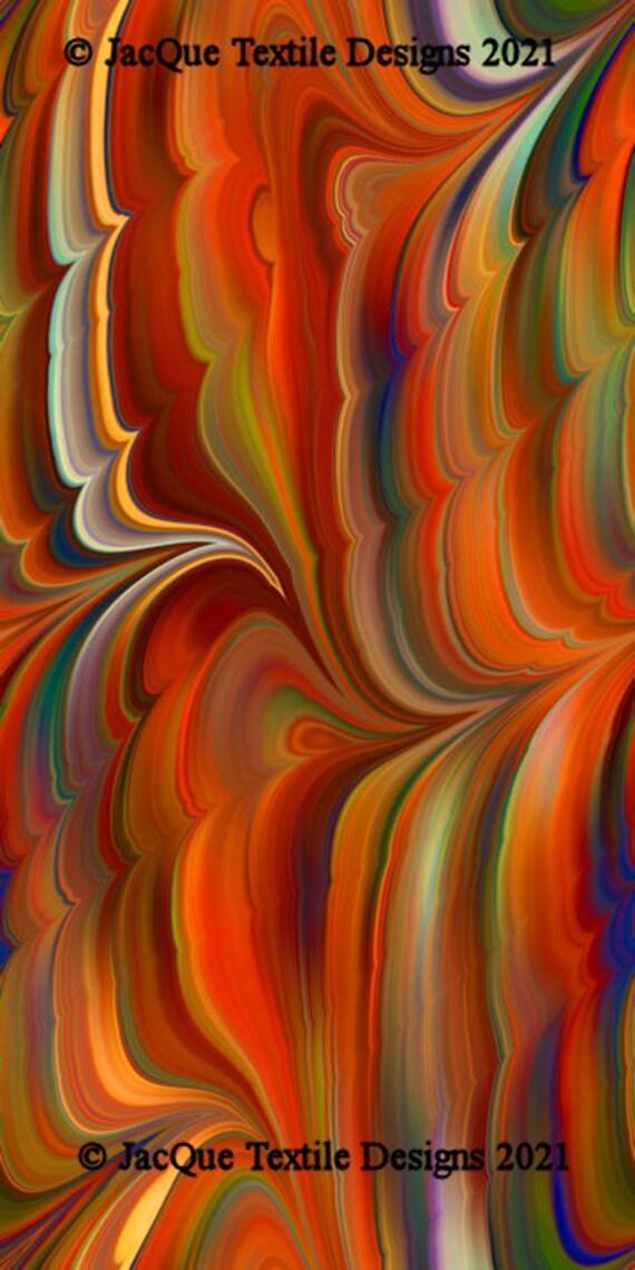 Velvet Upholstery Fabric Marble Swirls of Color Fall Tones Fiber Art