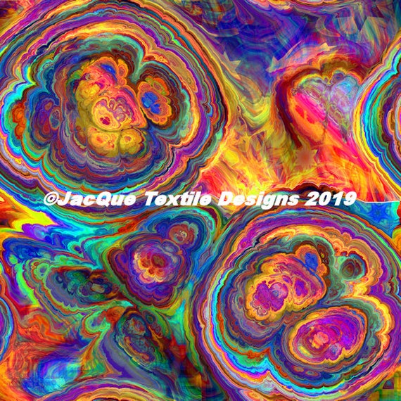 Abstract Flower Bold Colors Artist Created Lycra Knit Fabric By The Yard Athletic Apparel Swimwear Swim Suit