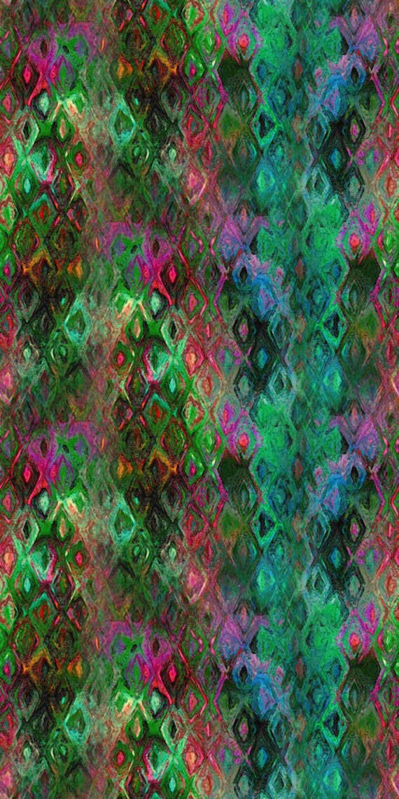 Designer Vibrant Jeweltones Green Pink Artist Created Lycra Knit Fabric By The Yard Athletic Apparel Swimwear Swim Suit