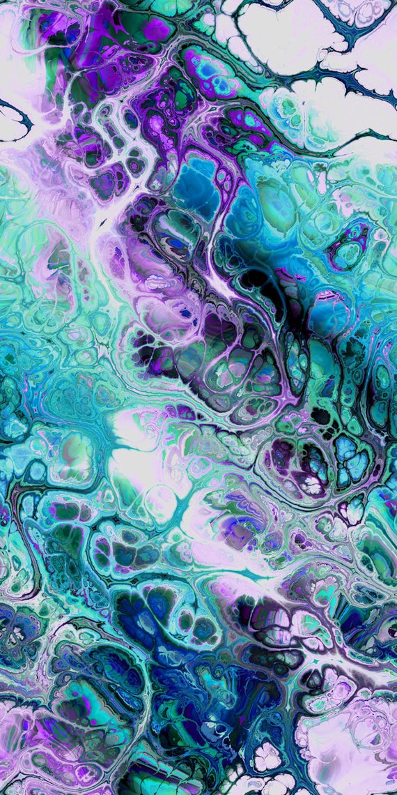 Designer Marble Vibrant Green Purple Artist Lycra Knit Fabric Athletic Apparel Swimwear Swim Suit