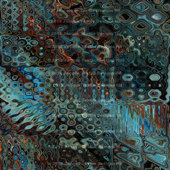 Designer Artisan Created Satin Fabric By The Yard Fiber Art Fabric Patchwork Blue Steel