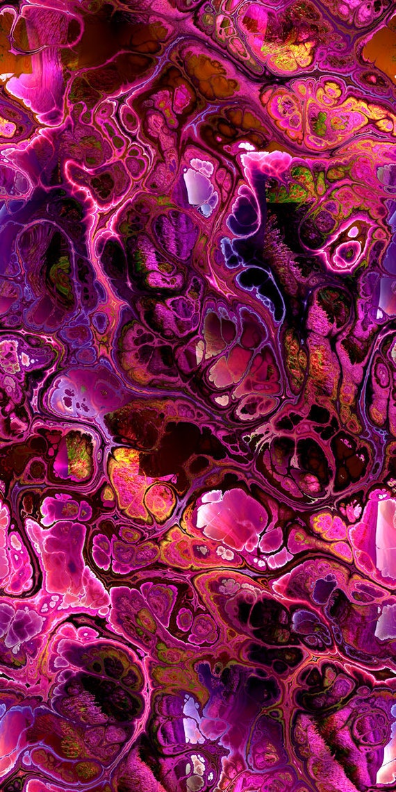 Radiant Storm Satin: Artisan-Crafted Pink and Purple Marble Fabric By the Yard, Fiber Art