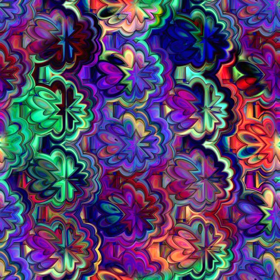 Artisan Created Satin Fabric By The Yard Abstract Flower Fabric Radiant Colors UNIQUE