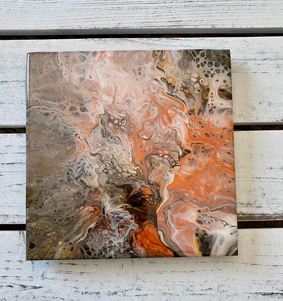 6 Inch Trivet Coaster Copper Warm Handmade Ceramic Tile Painted Artisan Made