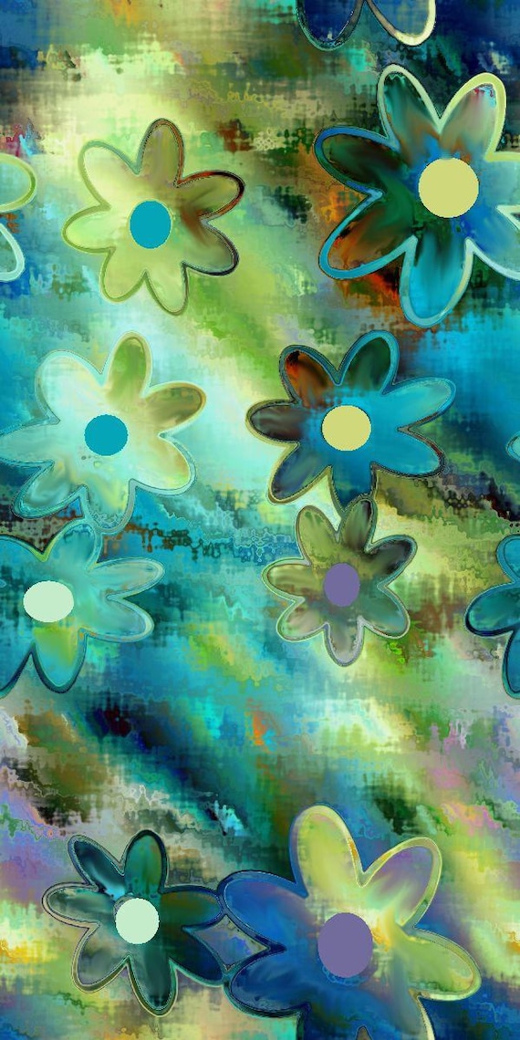 Textile Artist Created Lycra Knit Fabric Floral By The Yard Athletic Apparel Swimwear Swim Suit