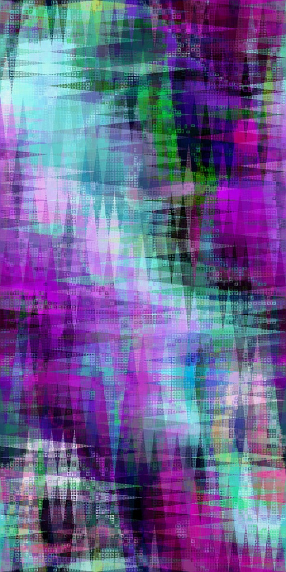 Purple Turquoise Lime Green Textile Artist Soft Minky Fabric By The Yard Fiber Art Quilting Blanket
