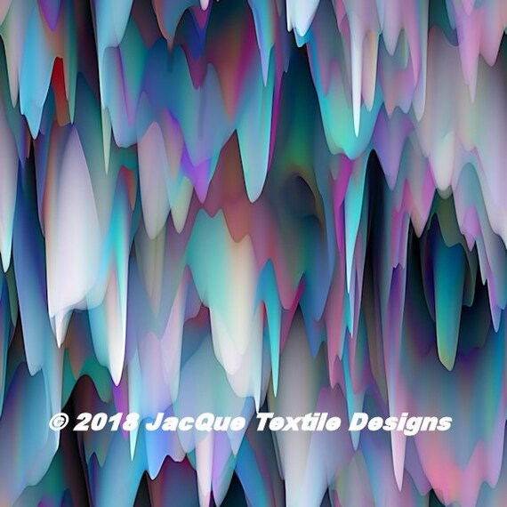 Colorful Icicles Textile Art Gorgeous Silky Satin Lining Tie Fabric Fiber Art Rich Marble Brilliant Jewel tones