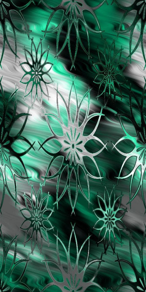 Green Flower Sateen Cotton Artisan Made Fabric Home Decor Drapery Pillows