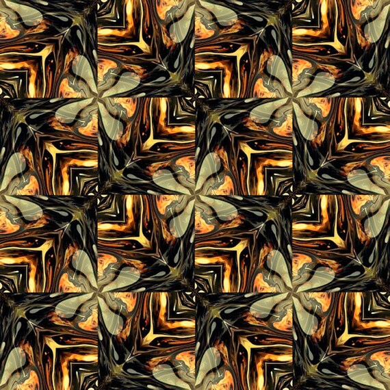 Artist Handmade Brown Gold Crepe De Chine Caftan Fabric Apparel Sheer Home Decor