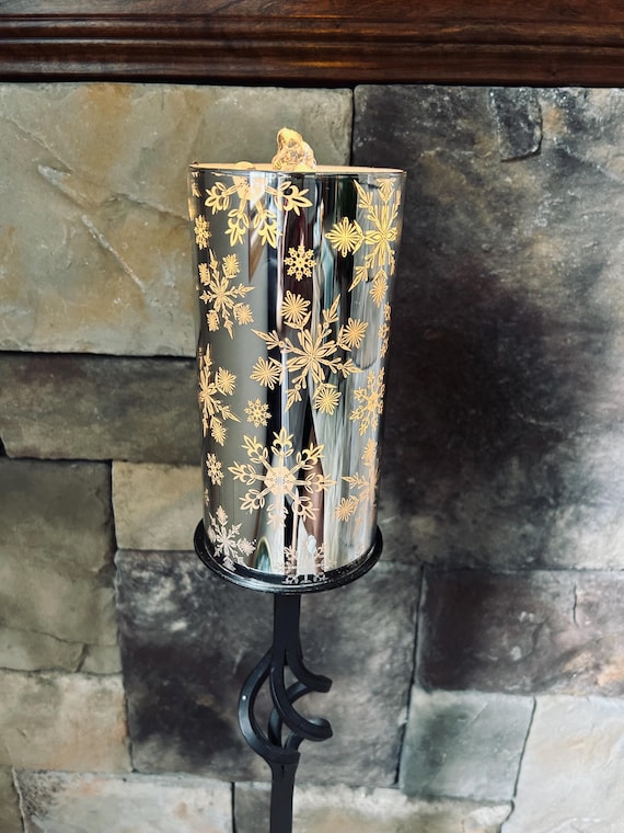 Fountain Candle Silver Mirror Snowflake with Light Runs on Water Soothing Sound Remote Timer Snow