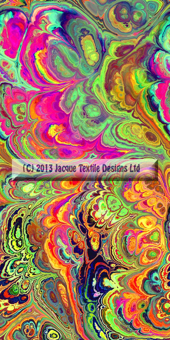 Artisan Made Fleece Fiber Art Fabric Panel Marble Vibrant Colors Apparel Blanket