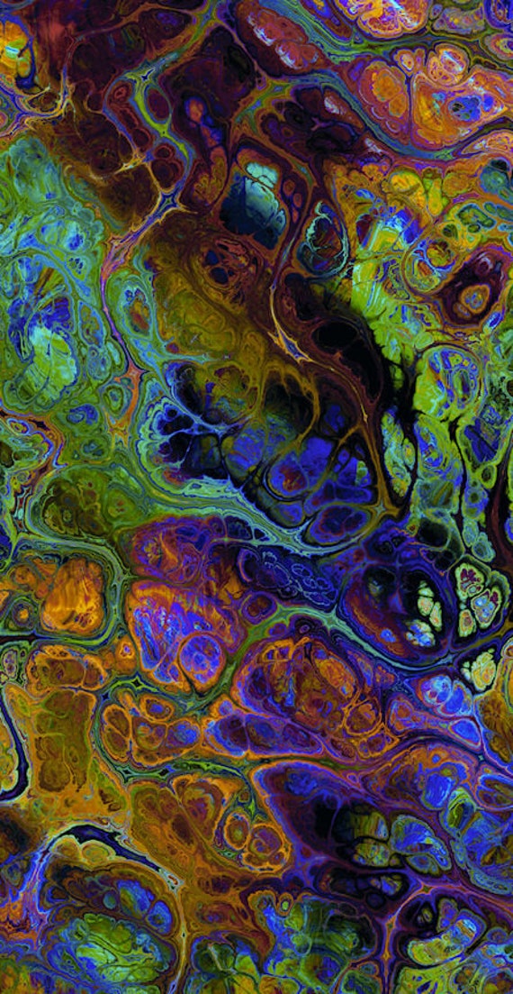 Textile Artist Hand Created Art Fiber Art Fabric Marble Jeweltones Quilting