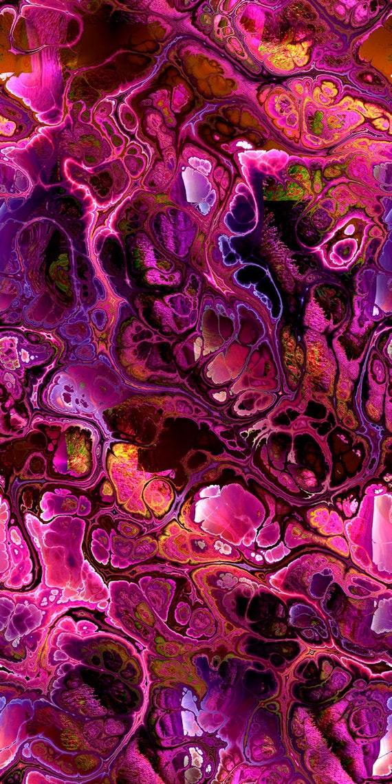 Jersey Spandex Knit Fabric Purple Pink Lavender Abstract Handmade Artisan Textile Art