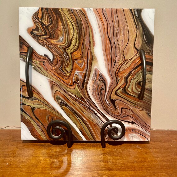 Charcuterie Ceramic Handcrafted Resin Metallic Gold Copper Brown Platter Centerpiece Food Safe Gift