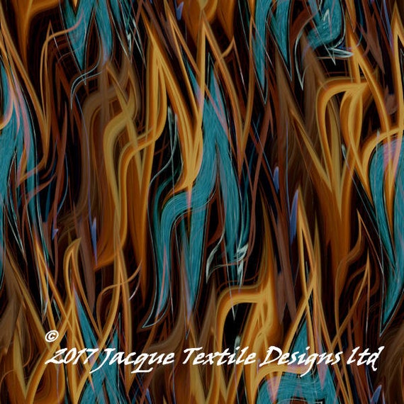 Turquoise Brown Strings Artisan Handmade Fleece Fiber Art Fabric Panel Blanket