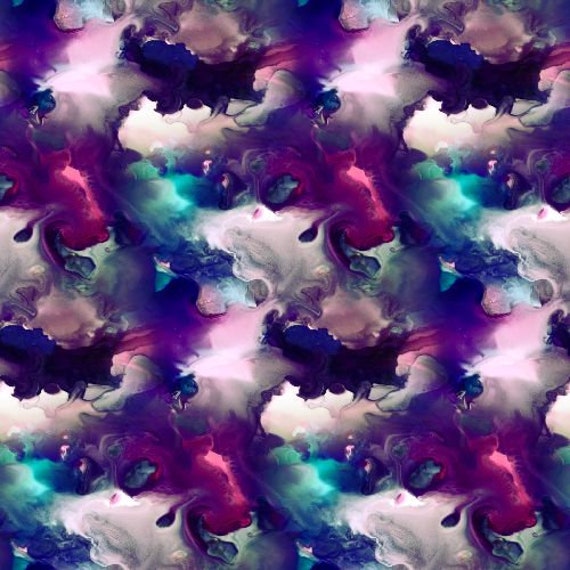 Blue Purple Turquoise Clouds Handmade Velvet Upholstery Fabric Fiber Art