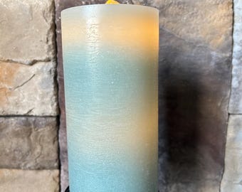 Fountain Candle Sage Green with Light Runs on Water Soothing Sound Remote Timer