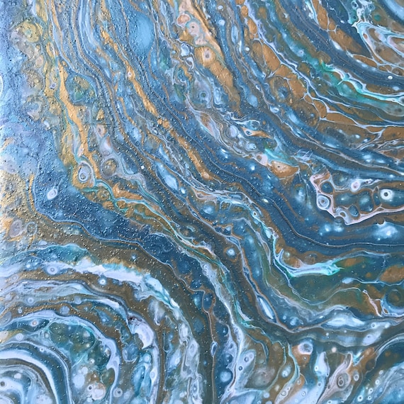 Handmade 6 Trivet Metallic Blue Exploitation Resin Epoxy Ceramic Tile Coaster Artisan Made Gift Home Decoration