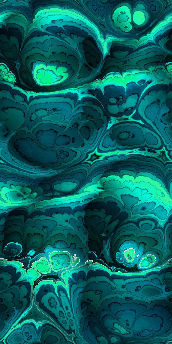 Jade Sample Textile Art Gorgeous Silky Satin Fabric Fiber Art Rich Marble Green Blue