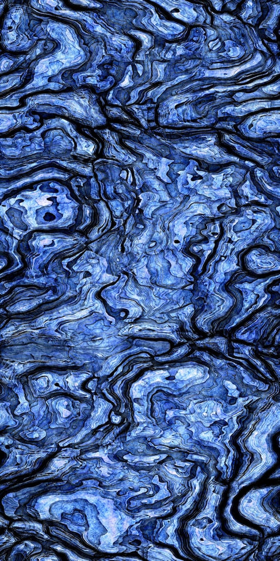 Artist Created Blue Bark Cotton Canvas Fabric Fiber Art Abstract Upholstery Home decor